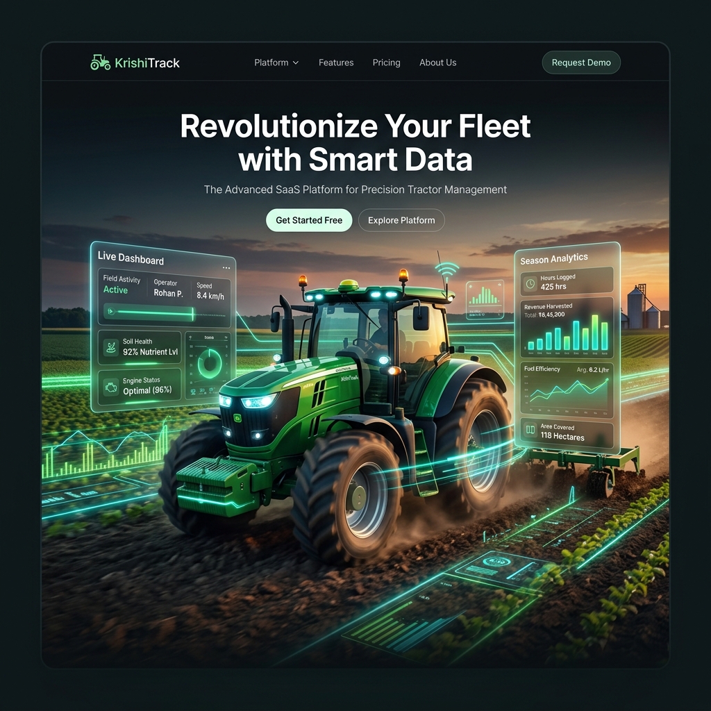 KrishiTrack Premium App Dashboard Mockup